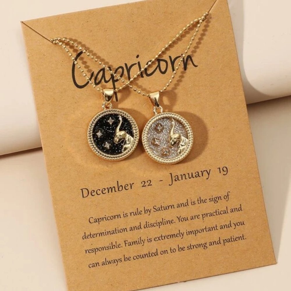 2pc Capricorn Zodiac Golden Necklaces